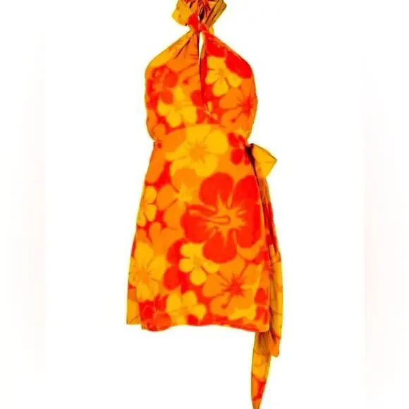 NWT Faithfull the Brand Odette Surfs Up  Halter floral print mini dress Size 2 - Picture 7 of 7